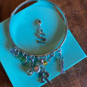 New OS Silver Bangle Bracelet with Charms